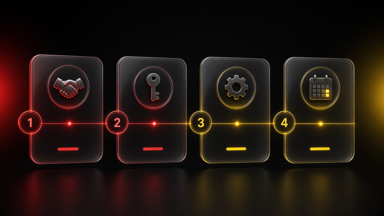 Quadro de kickoff em quatro passos